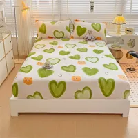 Mattress Covers Heart Milk Velvet Fitted Sheet Winter Thicken Warm Double Bed Sheets All-Around Elastic Home Textile Bed Linen