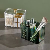 【YD】 Makeup Organizer Storage with Lid Dustproof Organize Cotton Swabs Brushes Office