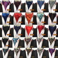 Men Vintage Cashew Floral Wedding Formal Cravat Ascot Scrunch Self British Gentleman Polyester Woven Neck Tie Luxury Nails Screws Fasteners