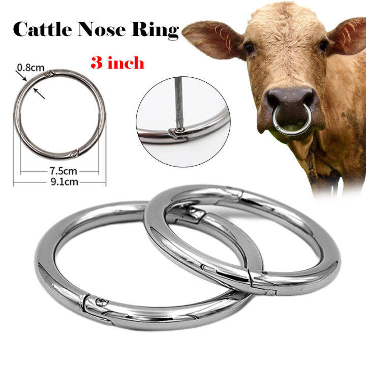 3inch Stainless Steel Bull Cow Nose Ring Cattle Traction