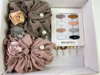 Luxury Custom Hijab Gift Box Bubble Chiffon Scarf Wrap Solid Color Shawls Headband Muslim Headscarf Foulard Accessories