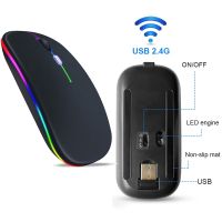 ZZOOI Wireless Bluetooth Mouse RGB Rechargeable Mice Wireless Computer Mause LED Backlit Ergonomic Gaming Mouse for Laptop PC Notebook