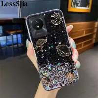 เคสมือถือ สำหรับ VIVO Y02A Y02T ฝาหลัง ประกายซิลิโคนนิ่มโปร่งใสดวงดาวอวกาศดาวดวงจันทร์สาวป้องกันการตกสำหรับ VIVO Y02A Y02T เคสใส่โทรศัพท์