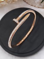 Vivienne Westwood High-end Titanium steel non-fading nail bracelet for women 18K rose gold rhinestone bracelet ins niche design bracelet 2023 new style