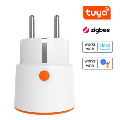 Tuya ZigBee 16A อัจฉริยะ EU-Plug Real-Time แรงดันไฟฟ้าวัดแสงนับถอยหลังปลั๊กอัจฉริยะ Home Scene Linkage โทรศัพท์มือถือ APP รีโมทควบคุมใช้งานร่วมกับ Alexa G-Oogle Home Voice Control
