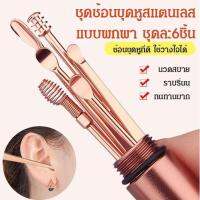 ❃¤ 6 ชิ้น Ear pick set ชุดแคะหูสแตนเลสมืออาชีพครบชุด แคะหู