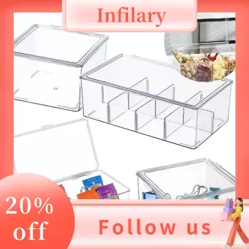 Clear Plastic Storage Bins, 4-compartment Tea Bag Storage,divided