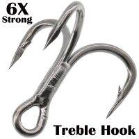 Fishing Treble 6X Carbon Classic Round Bend Hooks Set for Big Game Bluefish Salmon Kingfish