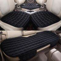 3Pcs Winter Plush Warm Anti-Slip Car Seat Cushion Cover Set with Storage Pocket