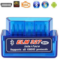 เครื่องมือซ่อมแซมเครื่องสแกน V2.1โค้ดขนาดเล็กรองรับบลูทูธ Elm327เครื่องตรวจจับรถยนต์ OBD2เครื่องอ่านโค้ดเครื่องสแกนวินิจฉัยรถ