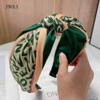 PROLY New Fashion Hairband For Women Wide Side Letter Flower Headband Center Knot Casual Turban Travel Hair Accessories