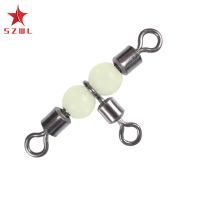 SZWL 10pcs T-shaped Luminous Triple Swivels Flexible Rotation Bearing Connector Fishing Tackle Accessories