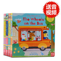 [Spot quick delivery]New version of sing along with me nursery rhyme mechanism operation book 4-volume set of English original picture book the wheels on the bus cardboard book