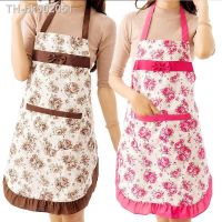 ♠ Woman Bowknot Flower Pattern Apron Adult Bibs Home Cooking Baking Coffee Shop Cleaning Sleeveles Aprons Kitchen Accessories