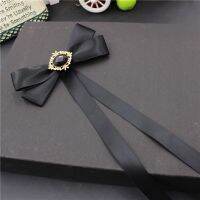 NEW Women Wedding Party Collar Shirt Necktie Men Long Ribbon Crystal Bow Tie Cravat Business Work Office Alloy Rhinestone Bowtie