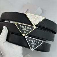 PRADAH เข็มขัดหนังใหม่สีทึบสามเหลี่ยมเรียบหัวเข็มขัดแฟชั่นเข็มขัดลำลองผู้ชาย