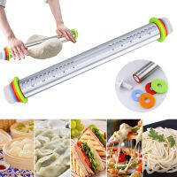 Adjustable Stainless Steel+PP Rolling Pins Adjust Thickness Scale Rolling Stick Kneading Tools Scale 17Inch 4Thickness Rulers