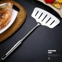 QTCF-Cooking Utensils Kitchenware Stainless Steel Fish Turner Wooden Handle Steak Shovel Meat Spatula Restaurant Kitchen