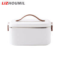 LIZHOUMIL กล่องอาหารกลางวันไฟฟ้าความร้อนมื้อกลางวันกล่องหม้อเก็บความร้อนอาหาร1.8L พร้อมช้อนส้อมแบบ2 In 1แบบพกพาสำหรับรถยนต์รถบรรทุกบ้าน