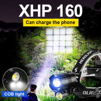 Super Bright ไฟหน้า XHP160ซัง Led ชาร์จหัวไฟฉายเหนี่ยวนำแบบพกพาไฟหน้า18650โคมไฟหัวโคมไฟตกปลา