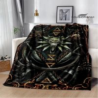 W-Witcher Game ผ้าห่มพิมพ์ Flange Warm Blanket ผ้าห่มปิกนิกผ้าห่มท่องเที่ยวครอบครัวเตียงซับในของขวัญวันเกิด