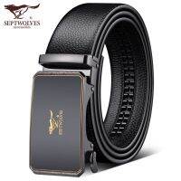 Septwolves cowhide leather belt buckle belt men best lap layer automatically the new young man belts tide authenticity --npd230724✖