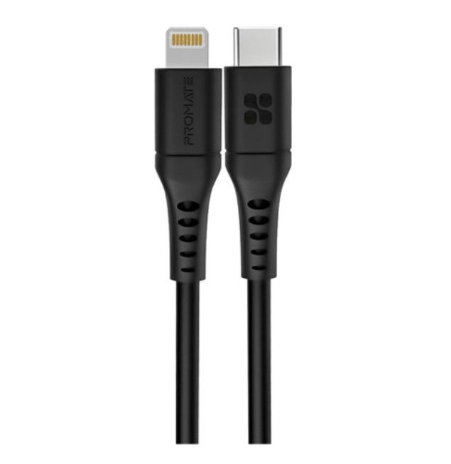 CHARGER CABLE (สายชาร์จ) PROMATE USB-C TO LIGHTNING POWERLINK-200 2 METER (BLACK)