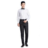 【Ready】? Mens performance dress shirt stage chorus male long-sleeved white slim shirt best man bow tie shirt suit