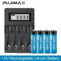 PUJIMAX New Smart 4-slot 1.5V Battery Charger LCD Display 4Pcs 1.5V 3400mWh Rechargeable Lithium Li-ion Battery For Microphone (hot sell) bs6op2