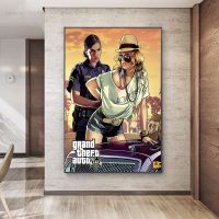 CP198 GTA 5โปสเตอร์ผ้าใบผนังศิลปะแกรนด์ขโมยอัตโนมัติ V เกม WallCanvas พิมพ์บาร์ผ้าใบภาพจิตรกรรมฝาผนังห้องนอนตกแต่งใหม่