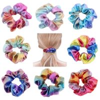 【CW】 2021 Fashion Colorful Scrunchies Elastic Hair Bands Glitter Ponytail Holder Ties Rope Accessories