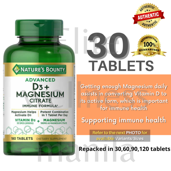 30 Tablets Nature's Bounty Advanced D3 + Magnesium Citrate Immune