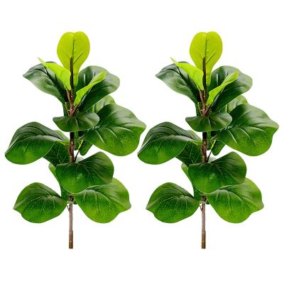 Artificial Plants Fiddle Leaf Fig Faux Ficus Lyrata Tree Fake Green Bushes Greenery for Garden Porch Window Box Decor