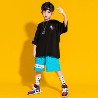 [COD] Childrens boys hip-hop street dance suit childrens loose hiphop short-sleeved girls trendy costume performance