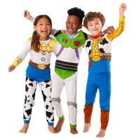 ฮาโลวีนเด็กอะนิเมะการ์ตูนวู้ดดี้และของ Buzz Lightyear คอสเพลย์ Costum เด็กสาวเสื้อยืดและกางเกงเด็กชุดนอนชุด2ชิ้น