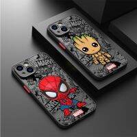 เคสการ์ตูน Marvel Groot Spiderman สำหรับ iPhone SE 12 Mini 13 Pro Max 14 Plus XS X 7 6S Plus 11 XR 8เกราะกันกระแทกฝาครอบ