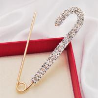 Luxury Shiny Rhinestones Brooches Fashion Women Elegant Gold Silver Color Safety Pins Brooches Cardigan Shawl Scarf Buckle