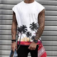 Bodybuilding Gym Tanks Palm-tree Hawaii Shirt Sleeveless O-neck Casual T-shirt Men Summer Loose Fashion Workout Quality Tank Top