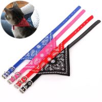 Small Dog Cat Bandana Collar Adjustable Puppy Dog Kitten Neckerchief PU Collar with Printed Triangular Scarf Pet Collar for Cat