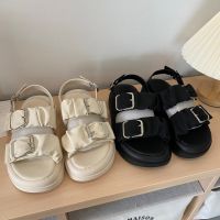 โค้ด 30DD915 ลดเพิ่ม 30% [พร้อมส่งจากไทย] Platform Strap Sandals รองเท้ารัดส้น ส้นตึกสูง 5 ซม.