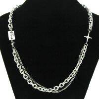 [COD] European and ins men women diamond-encrusted cross pendant long double-layer clavicle chain trendy nightclub dance necklace