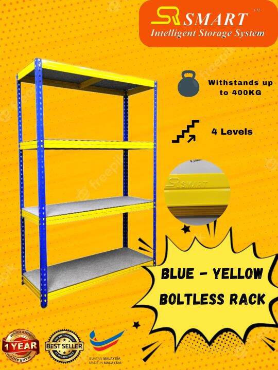 BOLTLESS RACK (BLUE AND YELLOW, 4 LEVELS) SMARTRACK Lazada