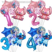 ✱♣ Disney Lilo and Stitch 32in Number Foil Balloons Pack Birthday Party Supplies Children Pink Blue Latex Balloons Baby Shower