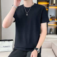 Fast Shipping Short -Sleeved T -Shirt MenS Knitted Ice Silk 2023 Explosion High -Grade Air -Breathable Versatile Spot