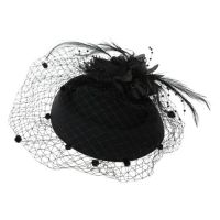 Fascinators กิ๊บคาดศีรษะ Pillbox หมวกกะลาผ้าคลุมหน้าขนนกงานแต่งงานใหม่