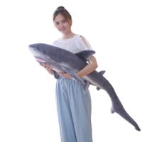 【YF】 Simulation Shark Plush Toy Strip Sleeping Pillow Big White Children Tricky Creative Toys Birthday Gift For Kids Friends