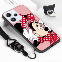 พร้อม Casing Ponsel สำหรับ Xiaomi Redmi K60 Pro Redmi 12 (แหวนใส่นิ้ว + สายคล้อง) เคสลายการ์ตูนน่ารักสำหรับหนูซิลิโคนกันกระแทกเคสป้องกันโทรศัพท์