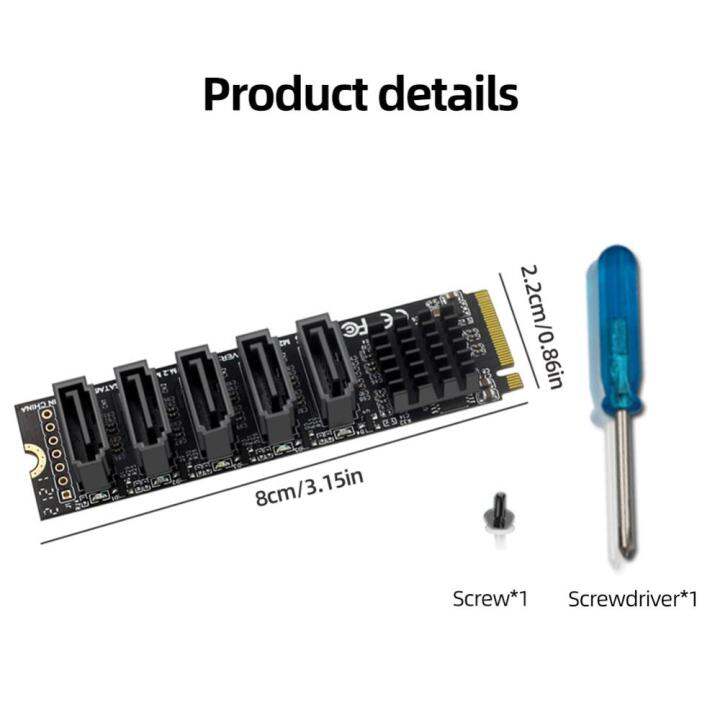 m-2-m-key-pci-express-ไปยัง-sata-3-0รองรับการ์ดตัวแปลงฮาร์ดดิสก์สำหรับ-mac-os-windows-linux-การ์ดแปลงสัญญาณรองรับฟังก์ชั่น-pm-6gbps-5พอร์ต