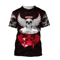 Xzx180305 satanic skull angel with de-mon 3D all over printed ladies T shirt cool summer Unisex short sleeve T-shirt casual tee