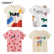 Ljmofa Áo thun trẻ em in thời trang ngắn tay cotton nguyên chất mùa hè Áo